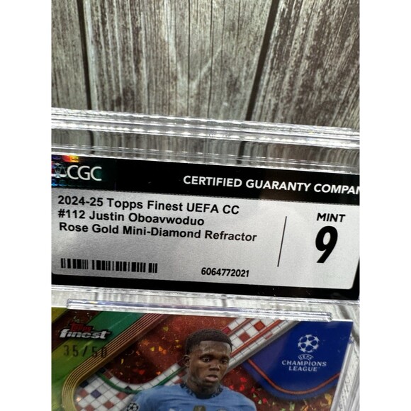 2024-25 Topps Finest Uefa CC Justin Oboavwoduo #112 Rose Gold Mini Diamond /50 - Picture 2 of 10